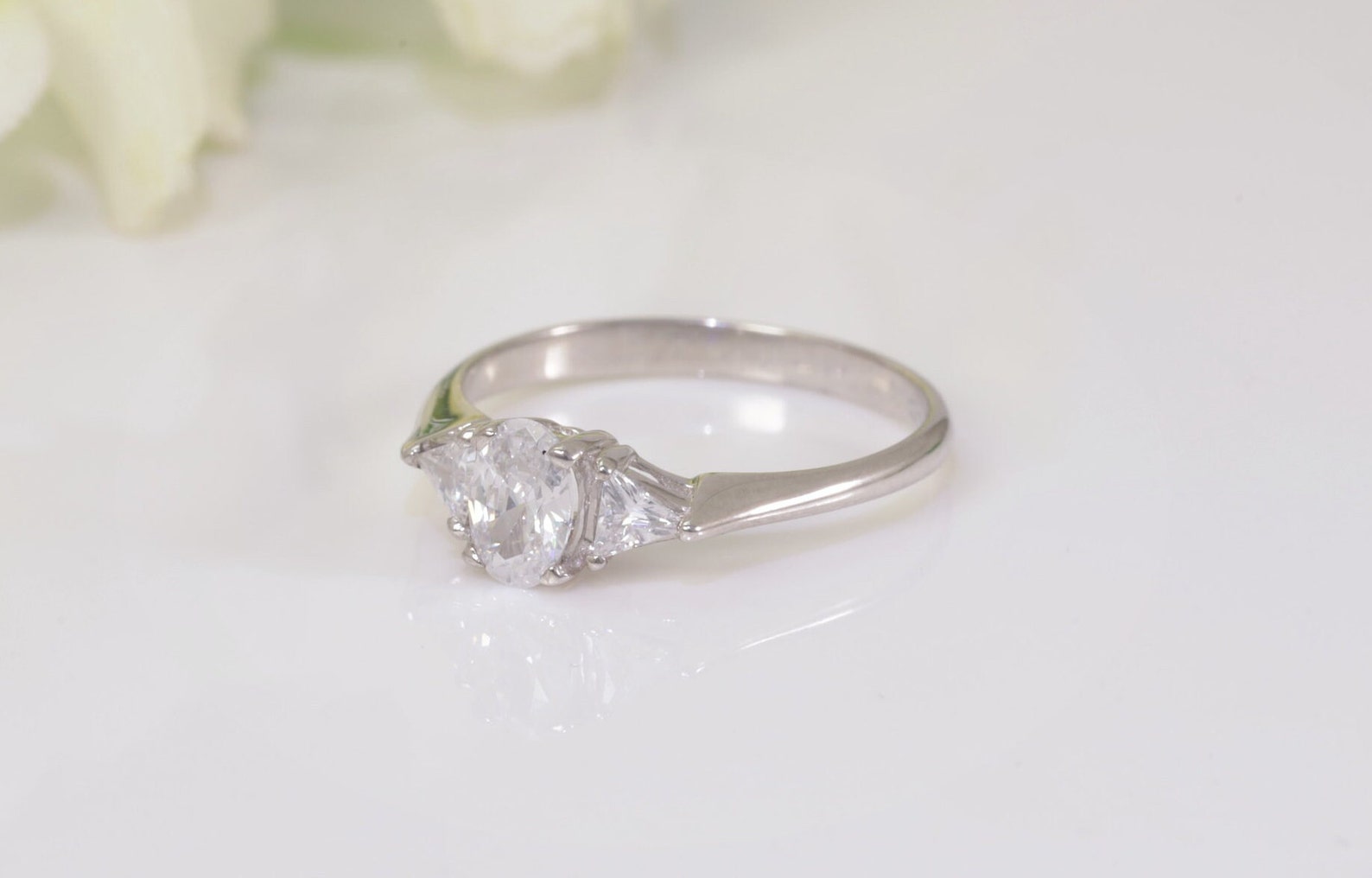 Triangle Cut Diamond Engagement Ring, 0.50 CT Diamond Anniversary Ring, Unique Bridal Ring Gift for Her